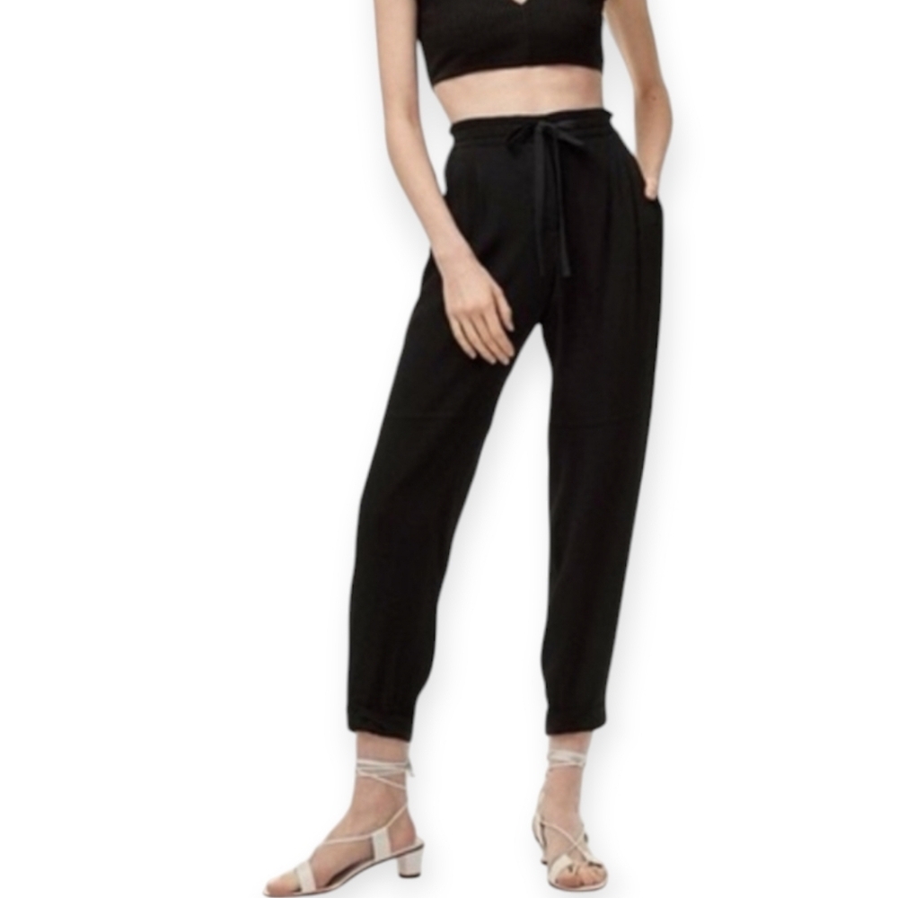 Aritzia Wilfred Marais Lightweight Trouser Pants Rolled Ankle Black Medium